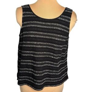 Madewell Striped Sleeveless Knit Top Medium Black White Lightweight Tank